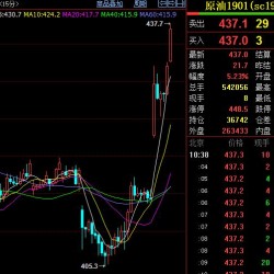 上海原油期货主力合约SC1901涨5％ 刷新逾一周高位