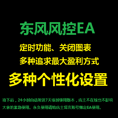 东风风控 EA MT4 个性化设置 严格控制风险 定时平仓 智能交易