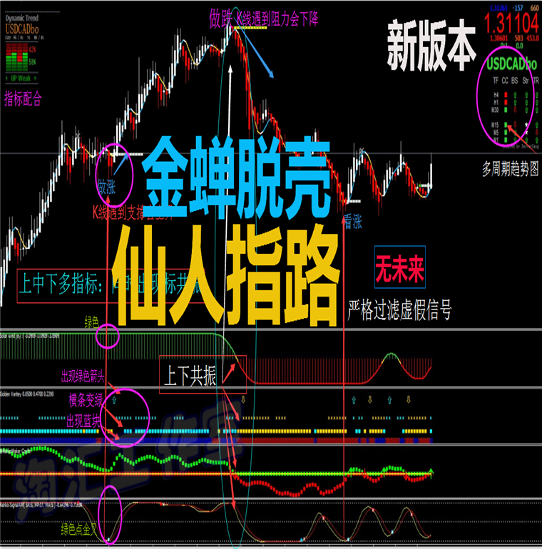 外汇MT4/仙人指路指/标趋/势EA二元/黄金/白银/原油分析/系统软件